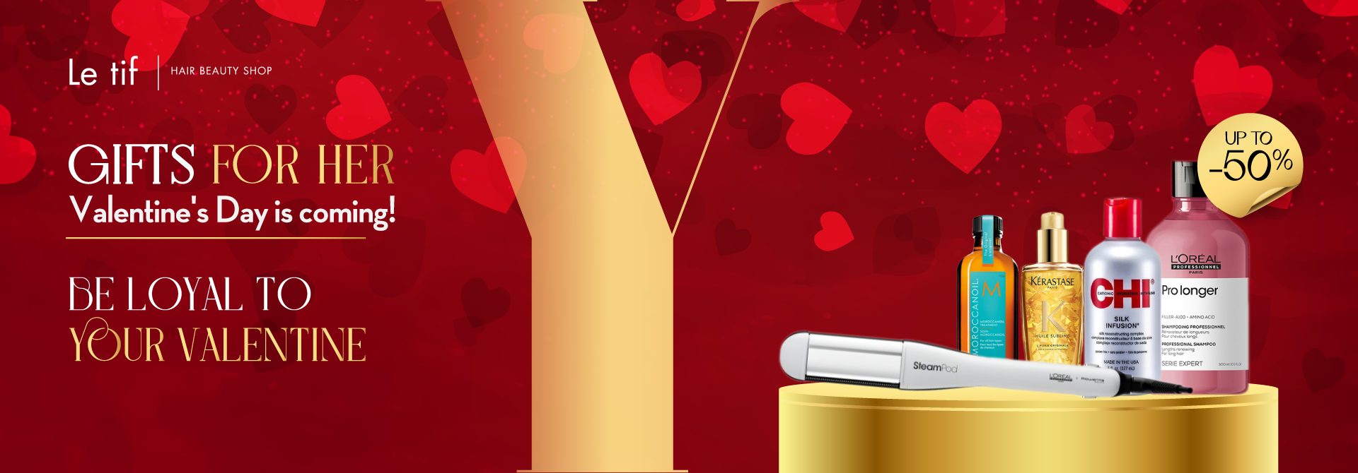 valentine's day banner for her brand page